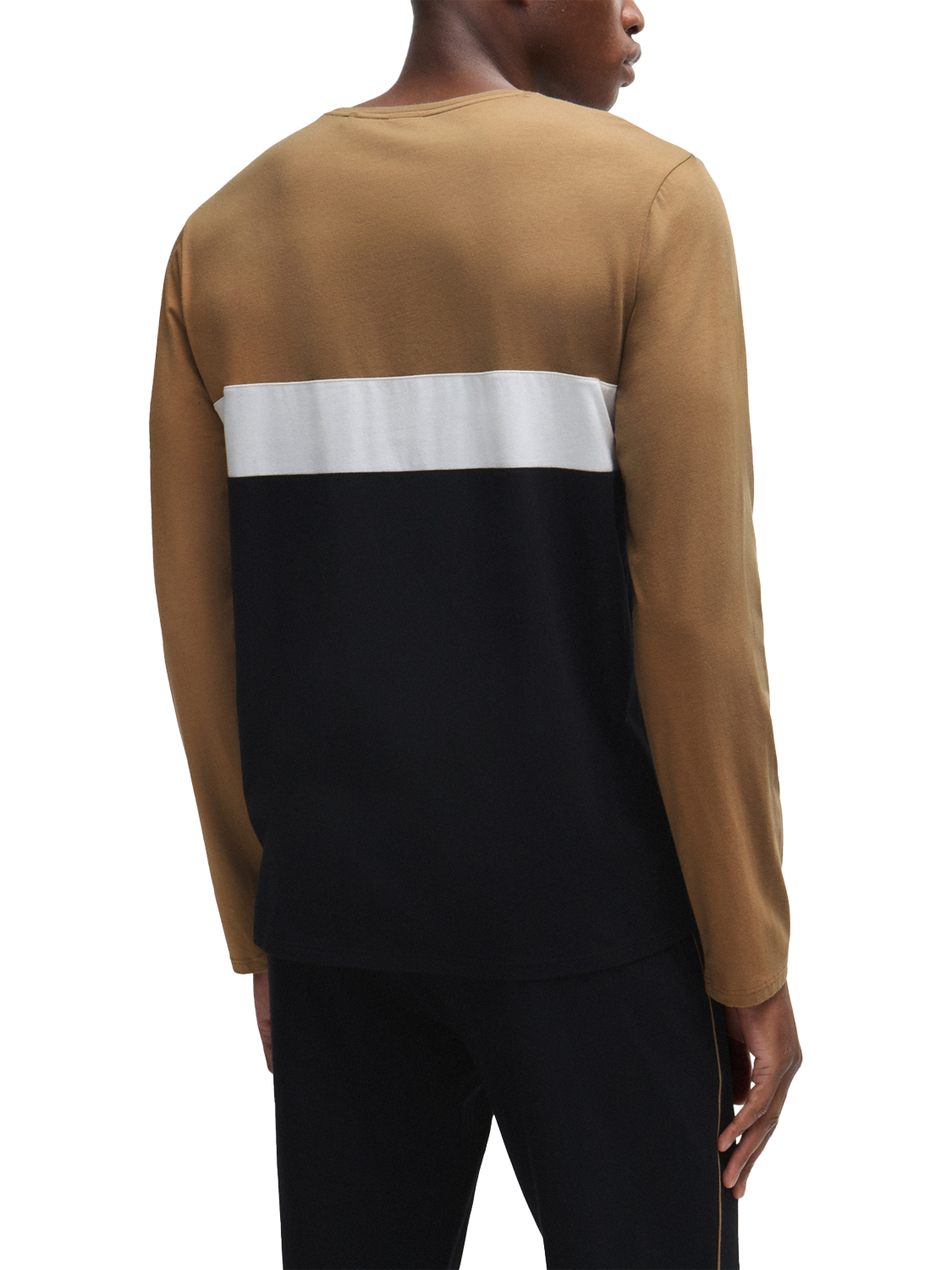 Product image 2 of 5, which shows HUGO BOSS Contrast Piped Long Sleeve Lounge Top, Black, M
