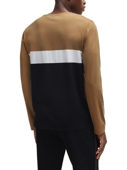 HUGO BOSS Contrast Piped Long Sleeve Lounge Top, Black - view 2, Black