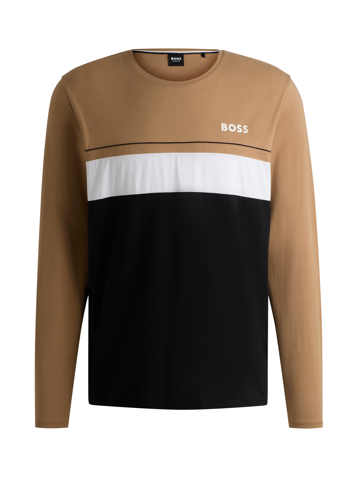 Product image 4 of 5, which shows HUGO BOSS Contrast Piped Long Sleeve Lounge Top, Black, M