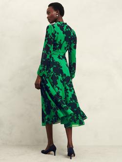 Hobbs Aurora Floral Dress, Navy/Green - view 2, Navy/Green