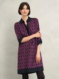 Hobbs Aubrey Insignia Tunic Dress, Purple/Multi