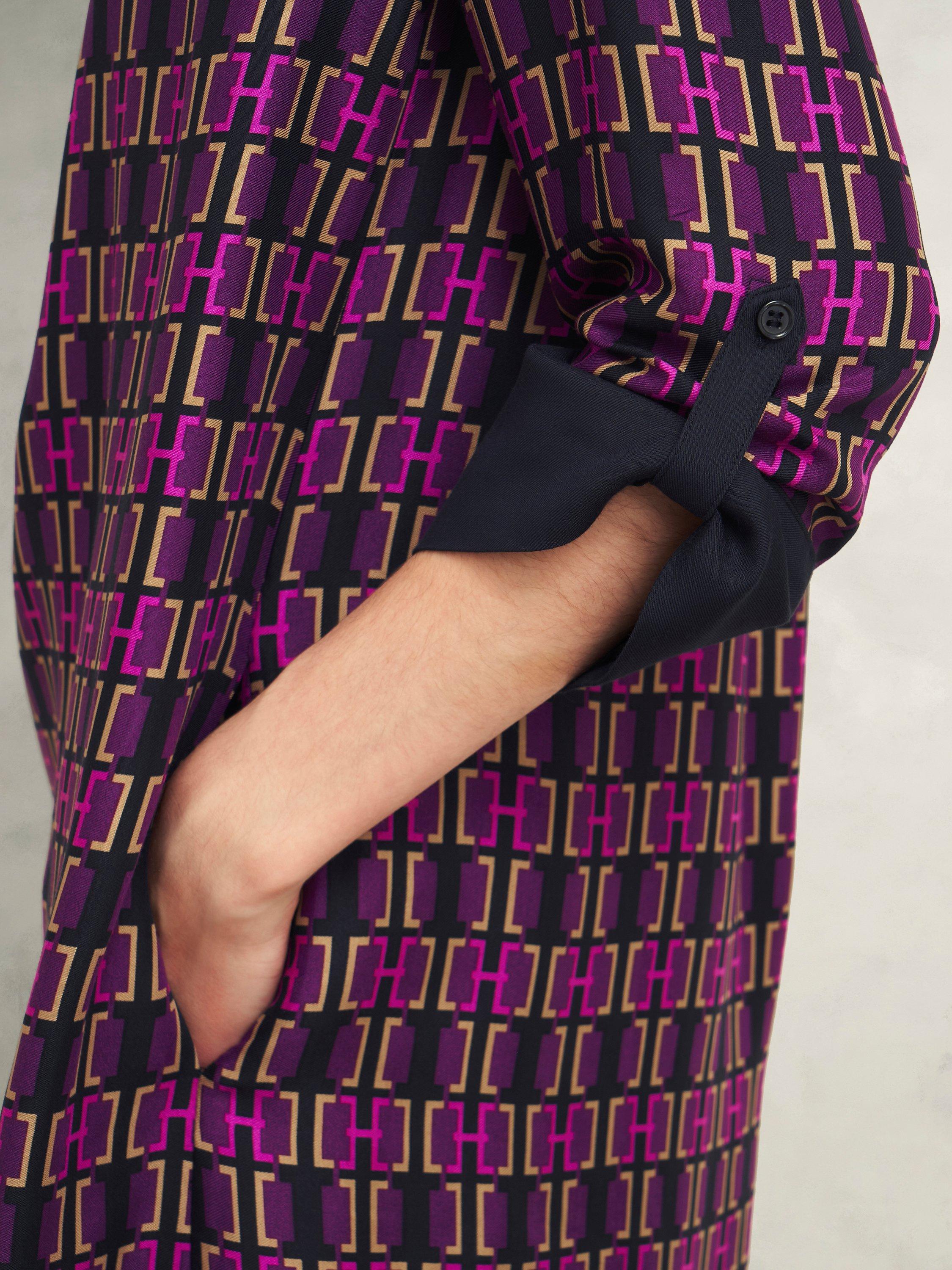 Product image 5 of 7, which shows Hobbs Aubrey Insignia Tunic Dress, Purple/Multi, 10