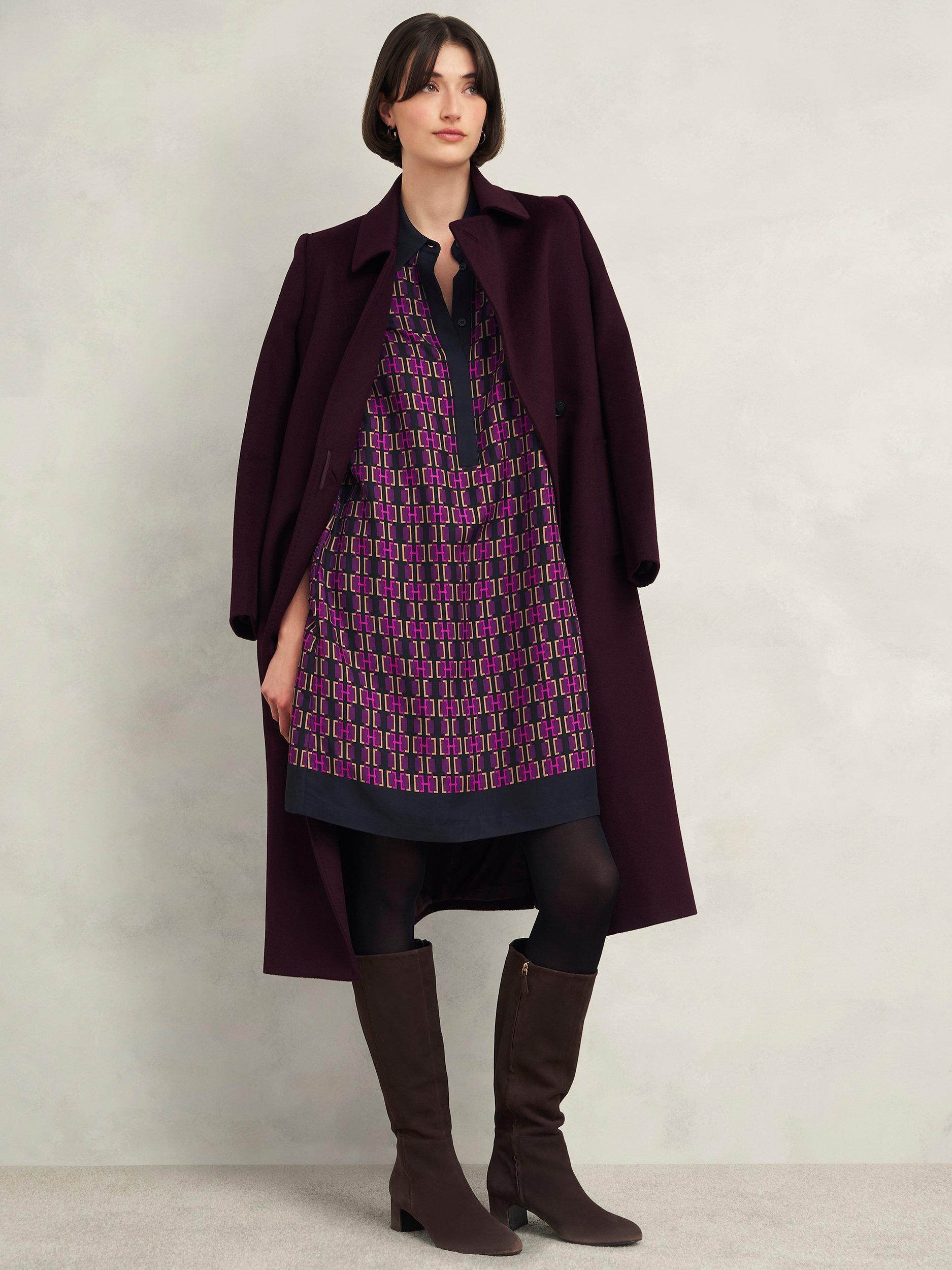 Product image 6 of 7, which shows Hobbs Aubrey Insignia Tunic Dress, Purple/Multi, 10