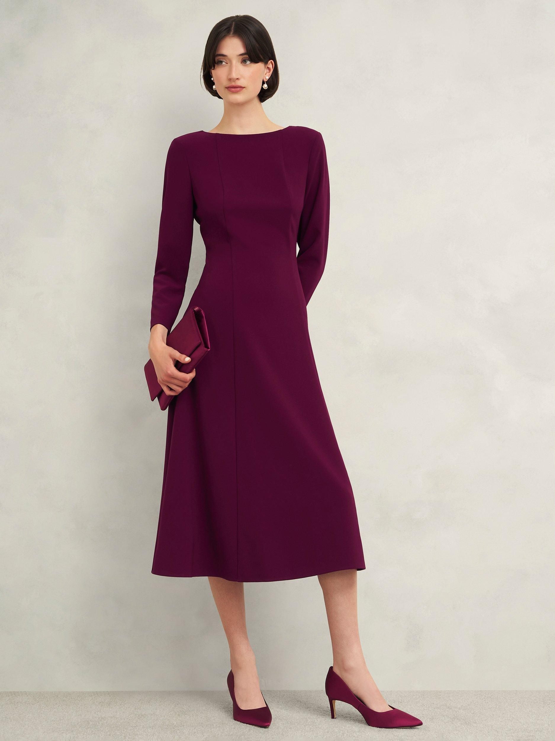 Hobbs Leonora Midi Dress Warm Plum