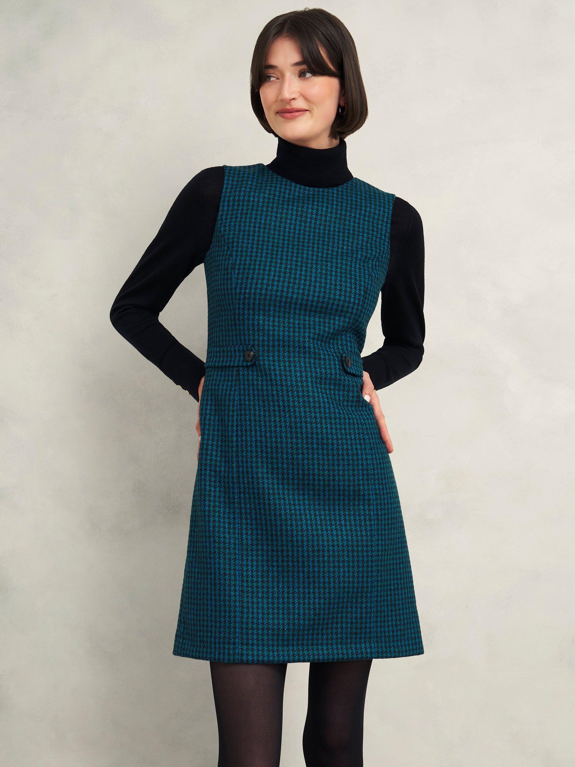 Product image 1 of 7, which shows Hobbs Sariah Houndstooth Pure Wool Dress, Multi, 12