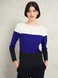 Hobbs Alice Colour Block Jumper, Blue/Multi