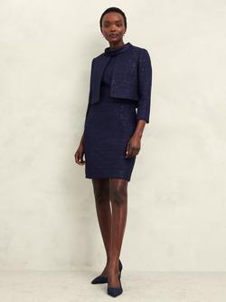 Hobbs Prisha Embellished Tweed Jacket, Midnight Navy, Midnight Navy