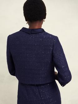 Hobbs Prisha Embellished Tweed Jacket, Midnight Navy - view 2, Midnight Navy