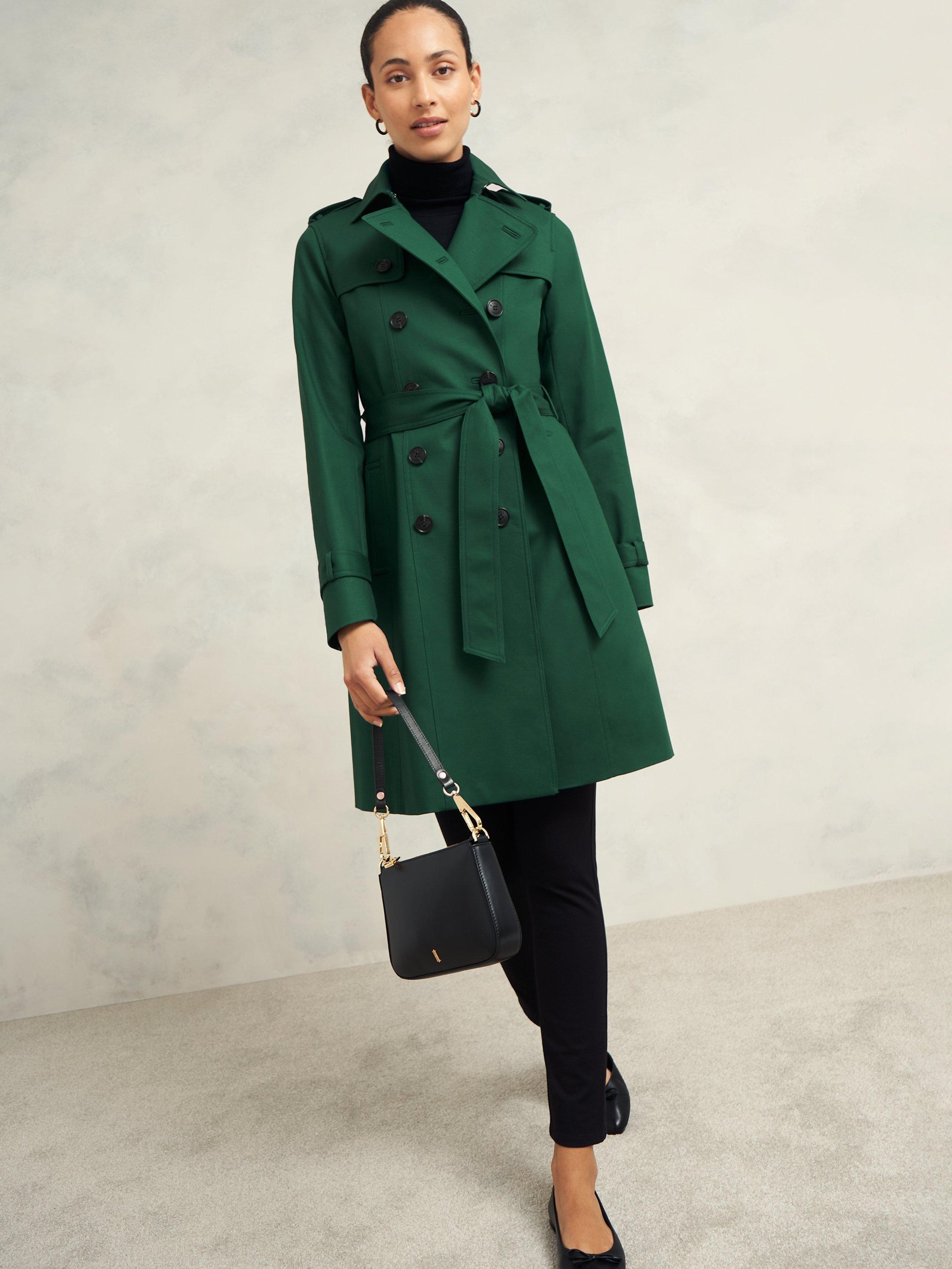 Product image 3 of 7, which shows Hobbs Petite Saskia Trench Coat, Bay Green, 22