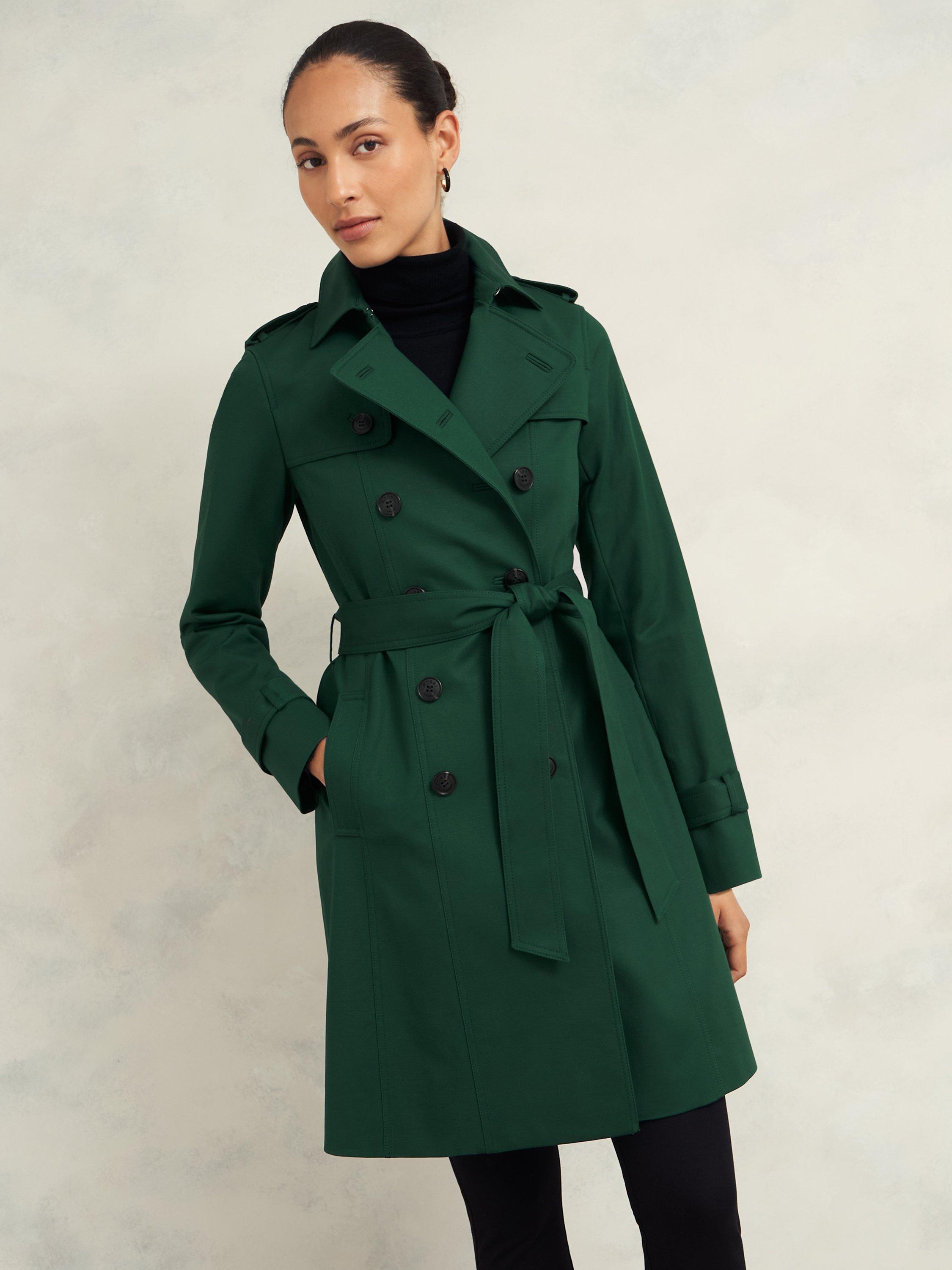 Product image 7 of 7, which shows Hobbs Petite Saskia Trench Coat, Bay Green, 22
