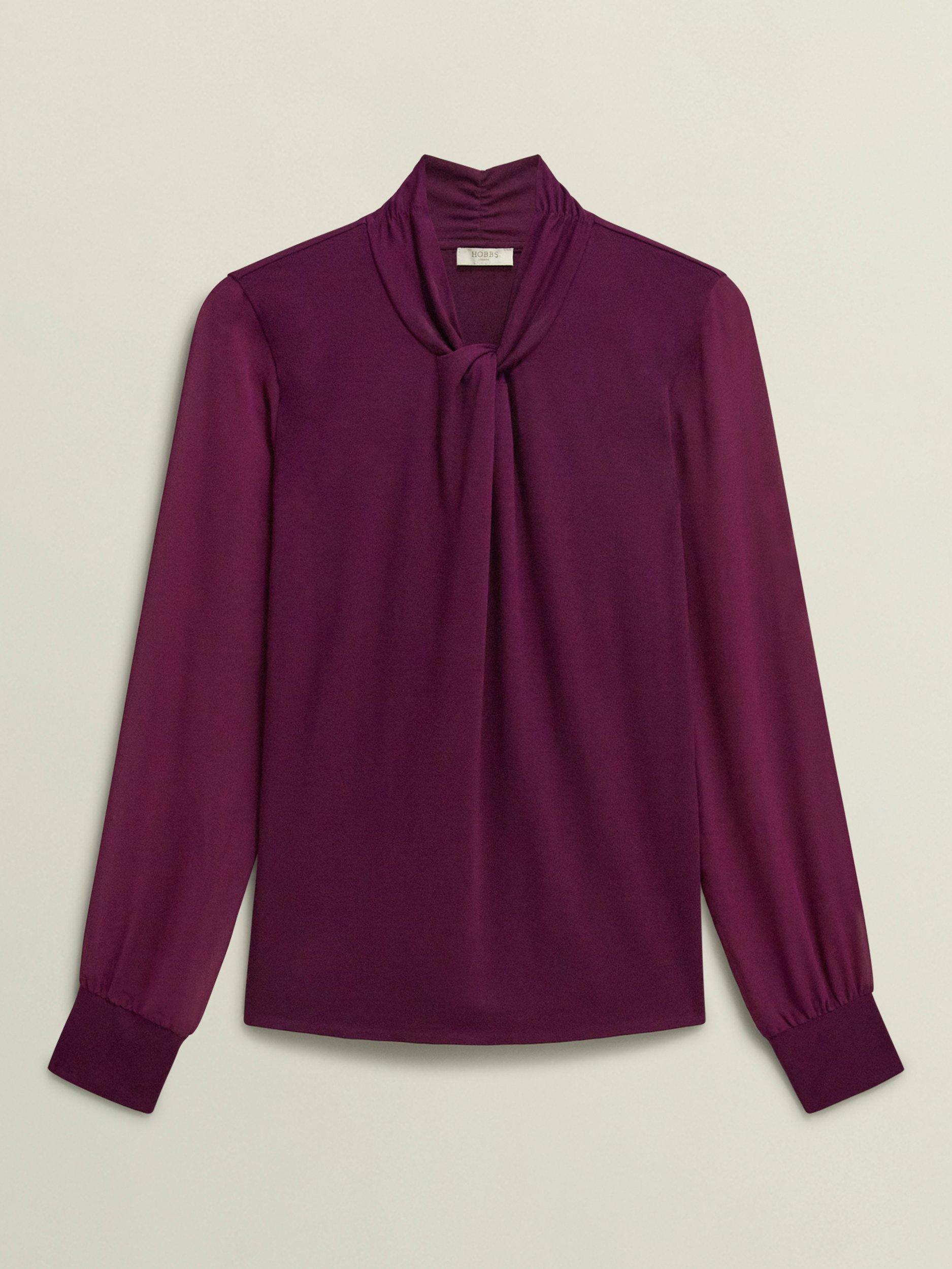 Hobbs Ashley Twist Neck Top, Warm Plum