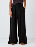 John Lewis Wide Leg Jersey Trousers, Black