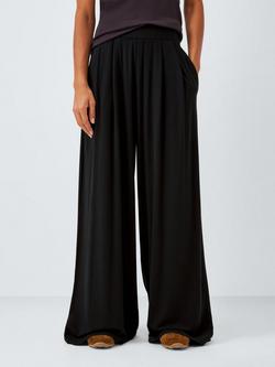 John Lewis Wide Leg Jersey Trousers, Black, Black