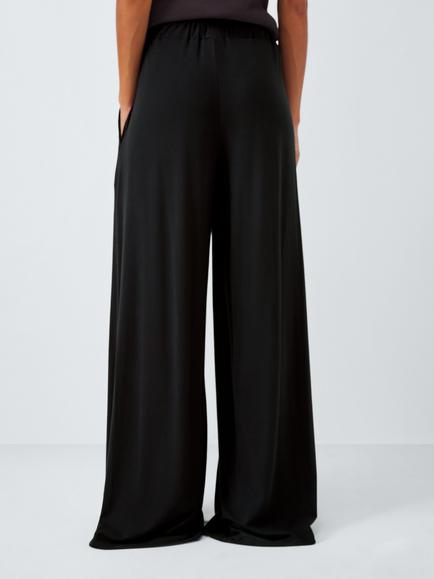 John Lewis Wide Leg Jersey Trousers, Black - view 2, Black