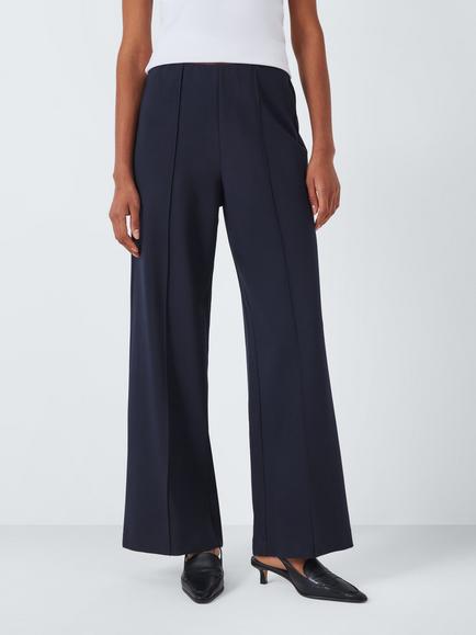John Lewis Stretch Waistband Ponte Trousers containing LENZING™ ECOVERO™ Viscose, Navy