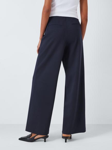 John Lewis Stretch Waistband Ponte Trousers containing LENZING™ ECOVERO™ Viscose - view 2, Navy