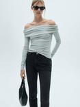Mango Claudia Slim Crop Wax Jeans, Open Grey