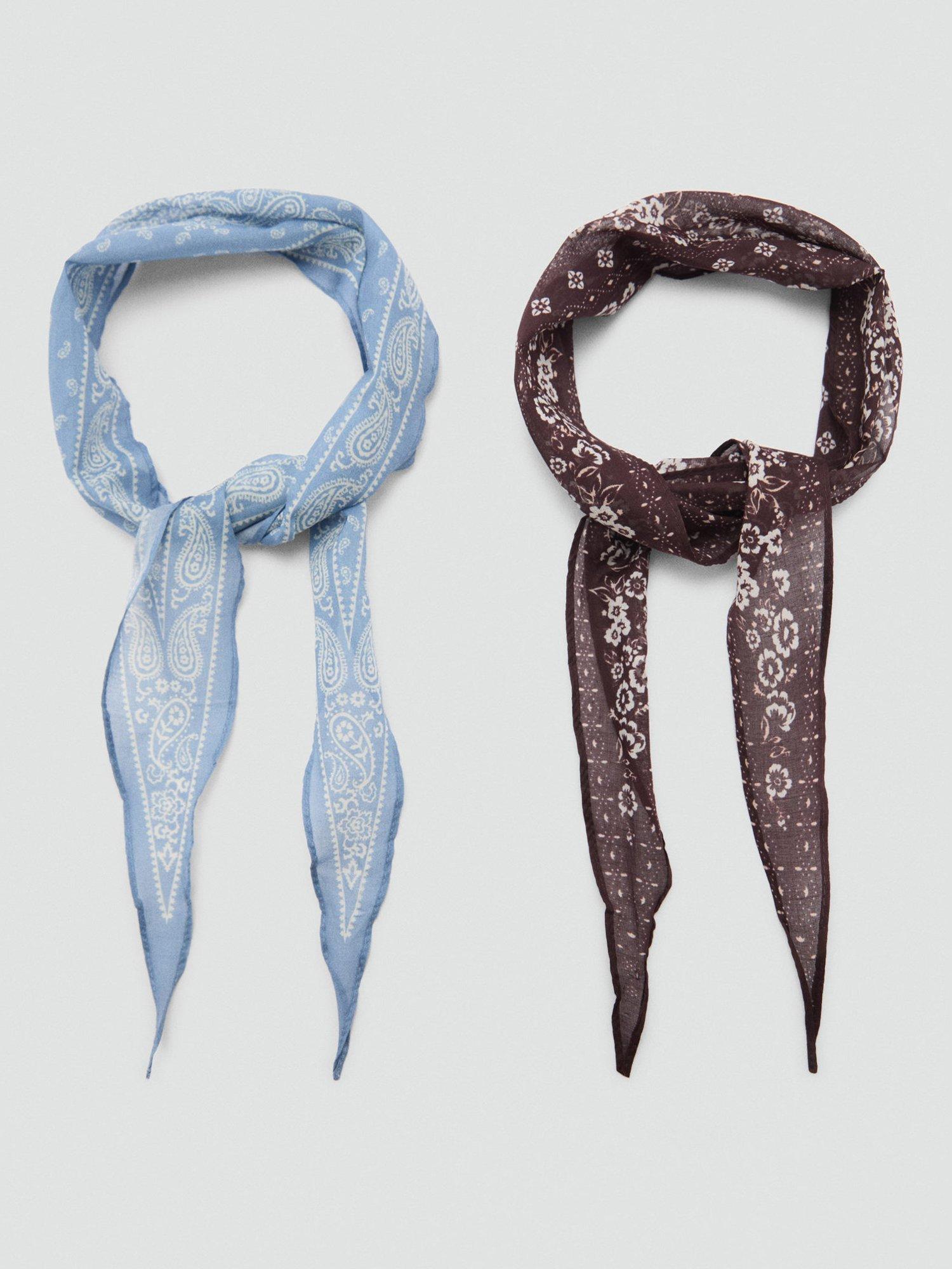 Mango Floral Paisley Bandanas, Set of 2, Brown
