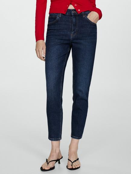 Mango High Rise Comfort Mom Jeans, Open Blue, Open Blue
