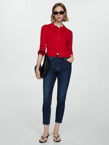 Mango High Rise Comfort Mom Jeans, Open Blue - view 2, Open Blue