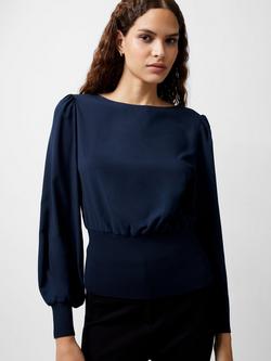 French Connection Krista Knit Slash Neck Jumper - view 2, Marine