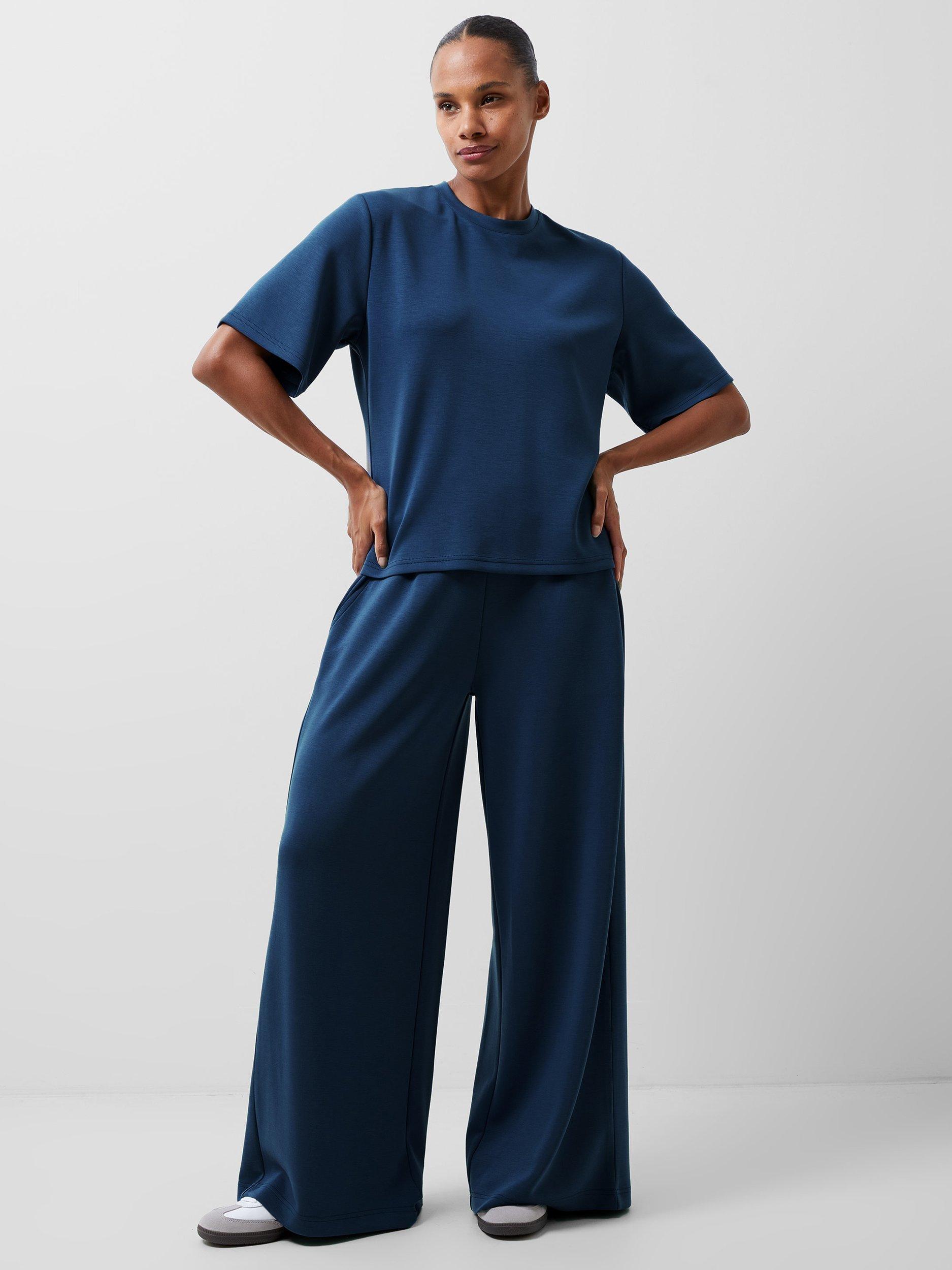 Product image 1 of 4, which shows French Connection Wren Pinched Back T-Shirt, Midnight Blue, XS