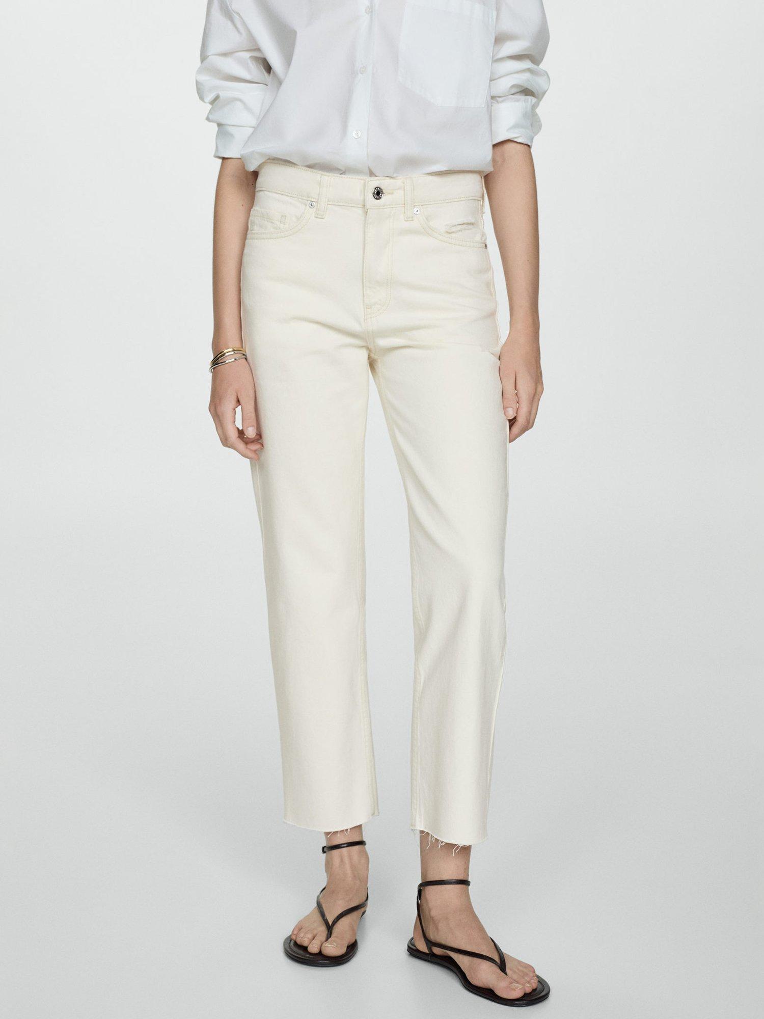 Mango Blanca Straight Crop Jeans, Cream