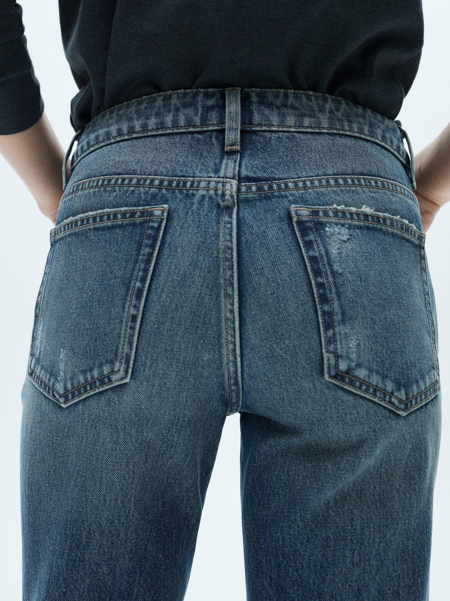 Product image 3 of 3, which shows Mango Blanca Straight Crop Jeans, Mid Blue, 14