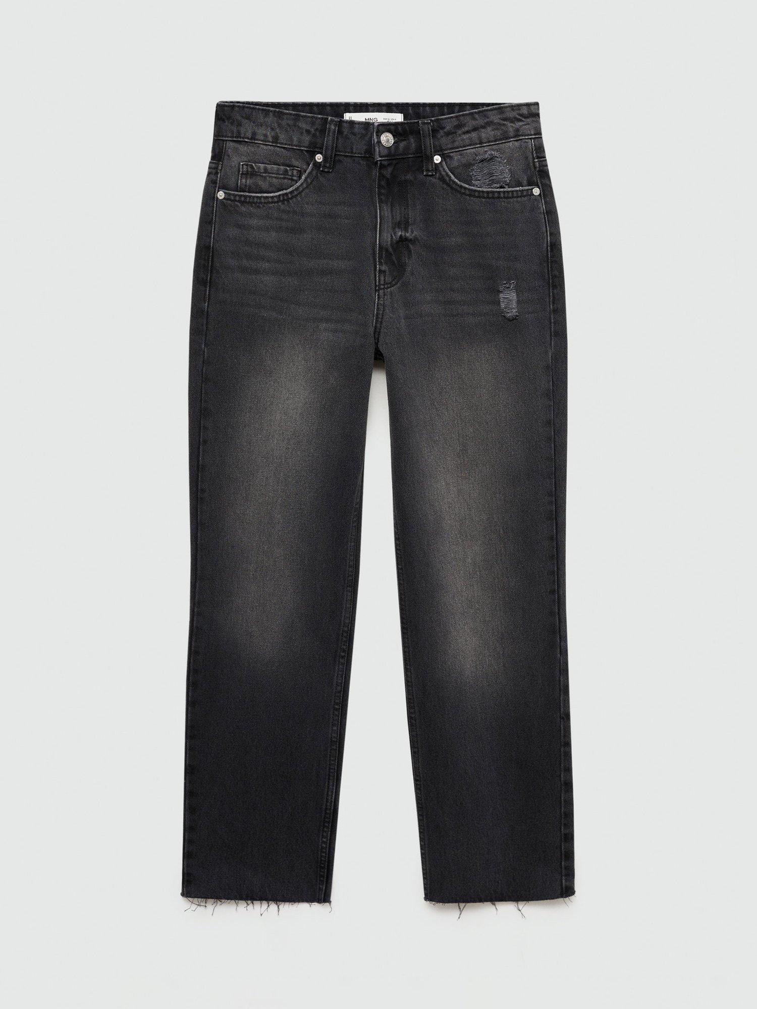 Product image 5 of 6, which shows Mango Blanca Straight Crop Jeans, Black, 10