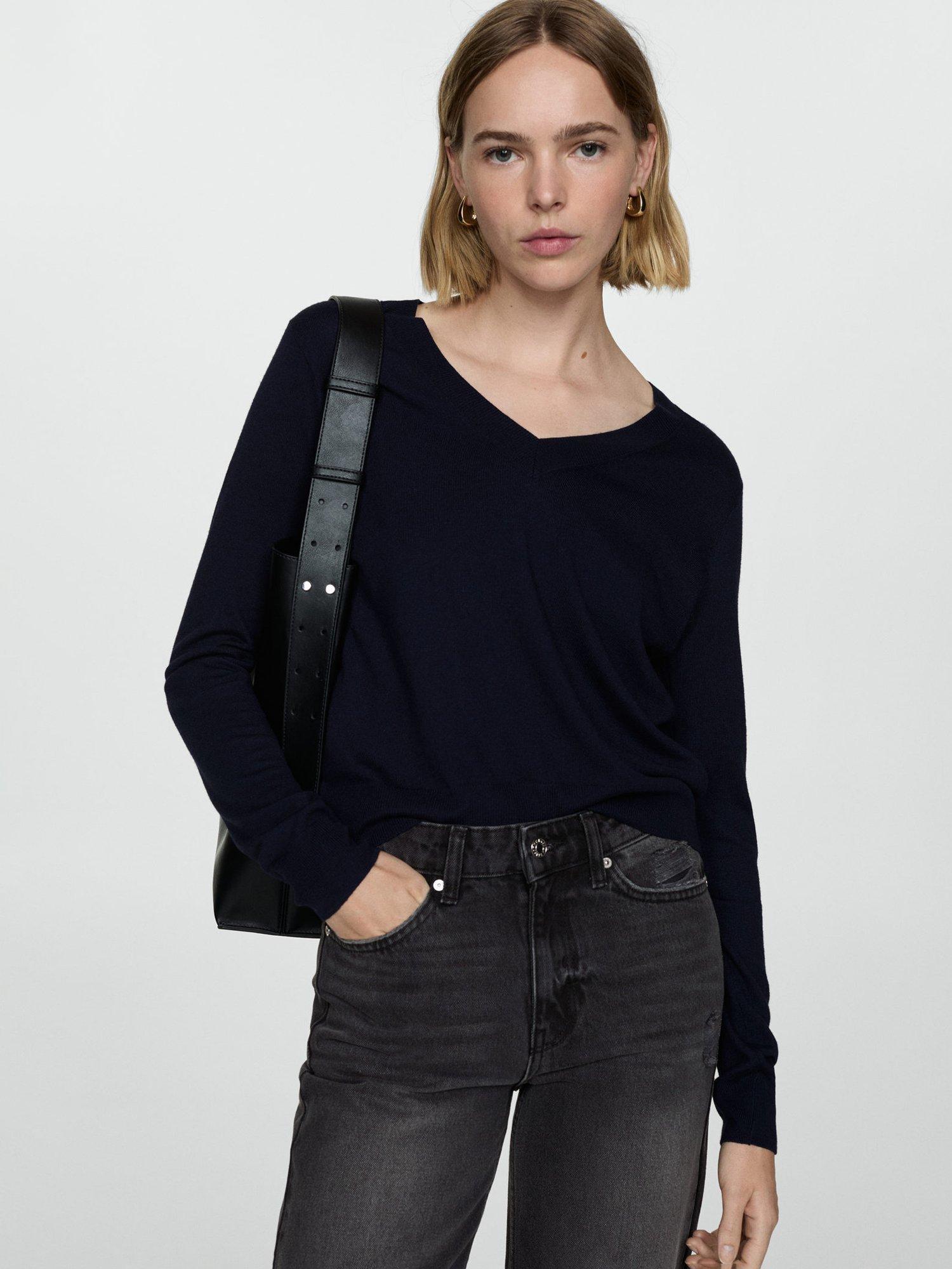 Product image 4 of 6, which shows Mango Blanca Straight Crop Jeans, Black, 10