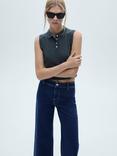 Mango Catherin Culotte High Rise Jeans, Open Blue