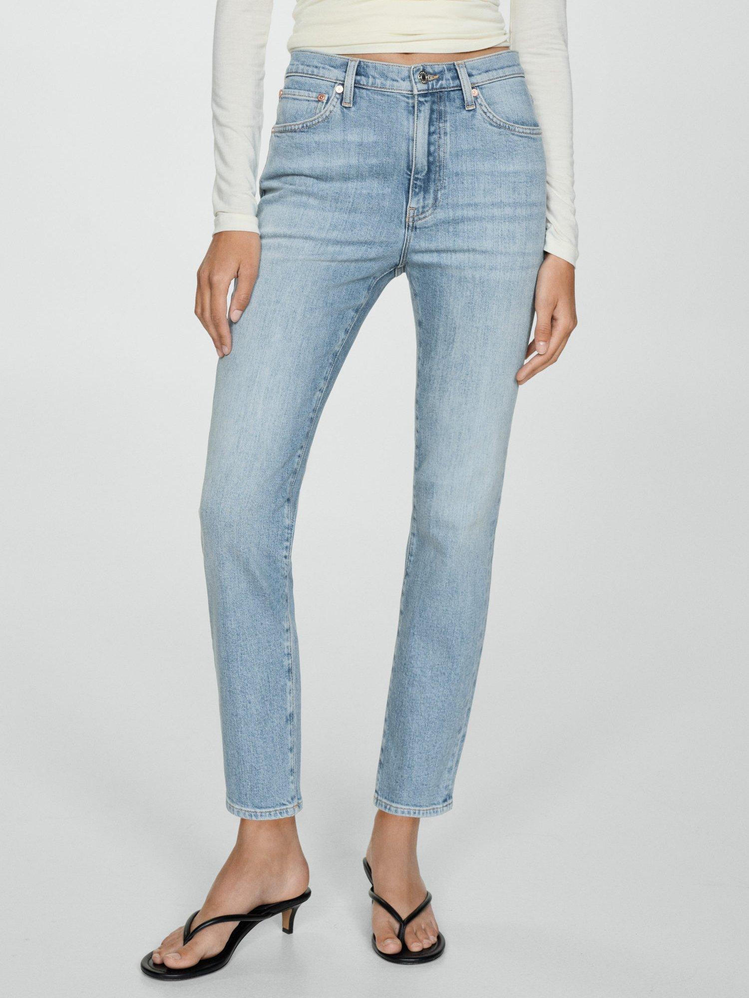 Product image 1 of 7, which shows Mango Claudia Slim Fit Jeans, Open Blue, 12