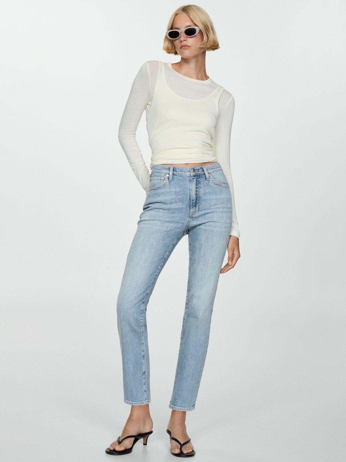 Product image 2 of 7, which shows Mango Claudia Slim Fit Jeans, Open Blue, 12