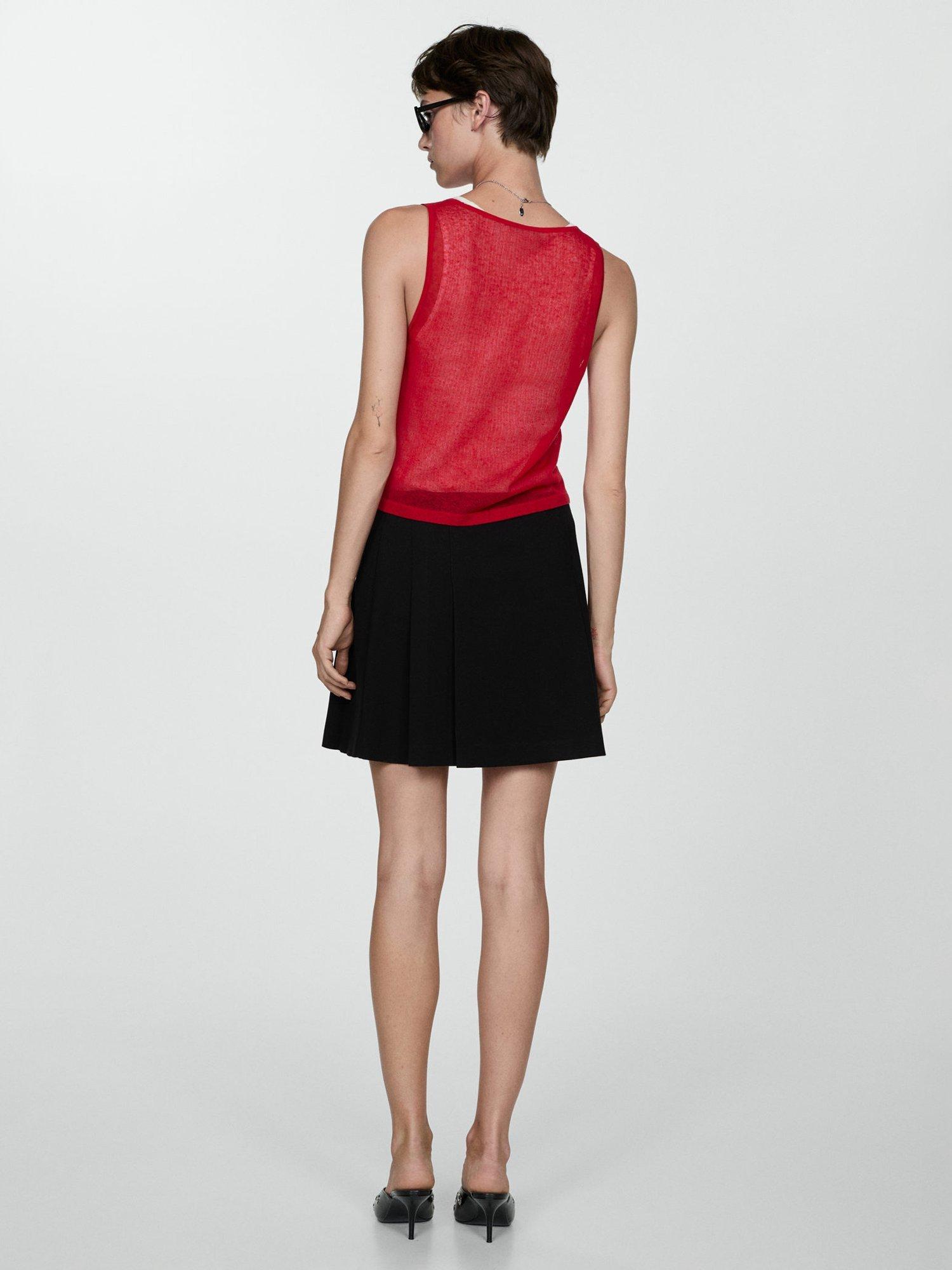Product image 4 of 5, which shows Mango Table Pleated Mini Skirt, Black, L
