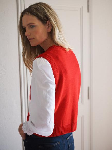 NRBY Posey Merino Wool Tank Top, Red - view 2, Red