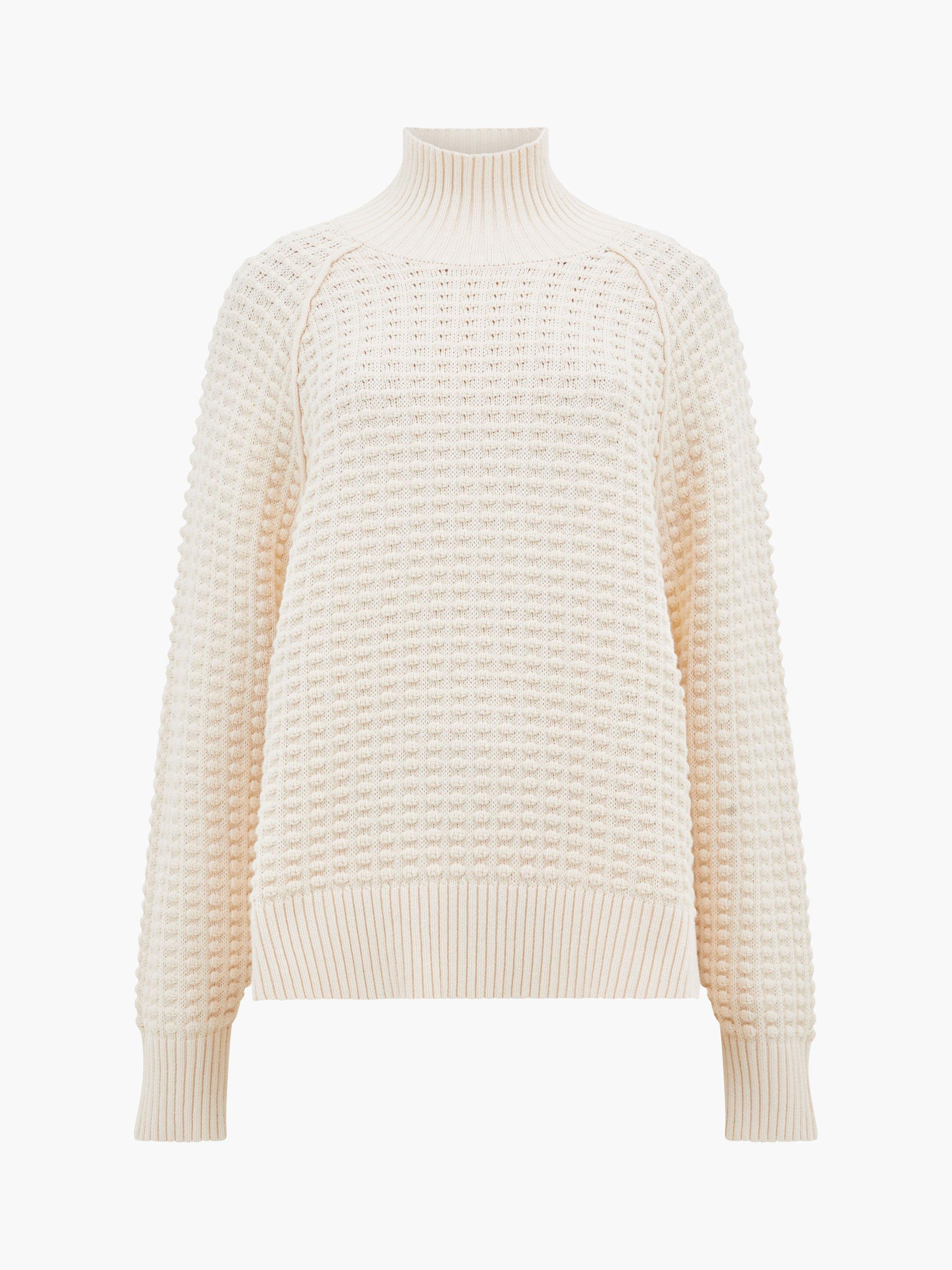 Product image 1 of 1, which shows French Connection Keya Popcorn Knit Mozart Jumper, Cream, XS