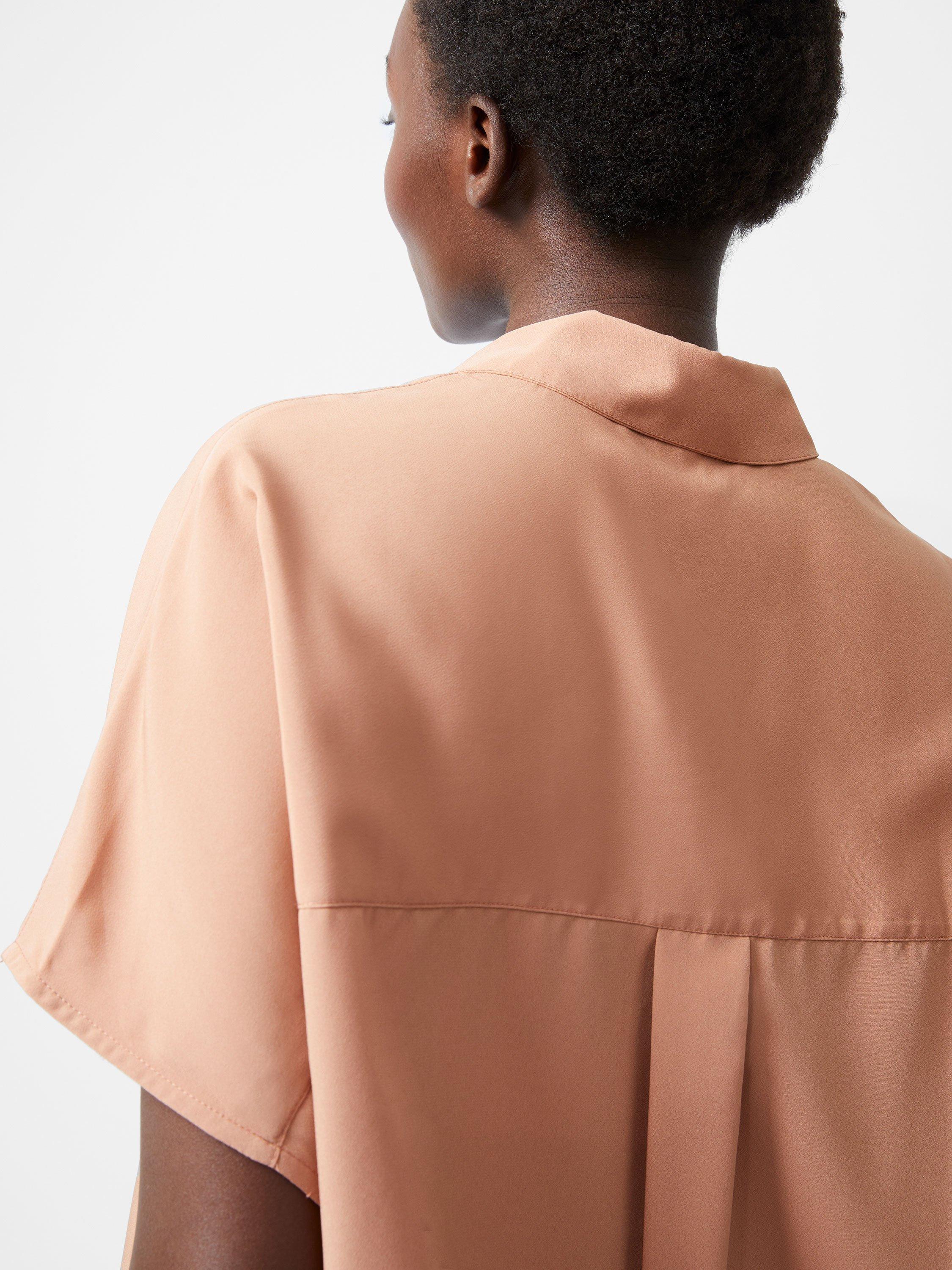 Product image 2 of 5, which shows French Connection Caprina Crepe Short Sleeve Shirt, Mocha, XS