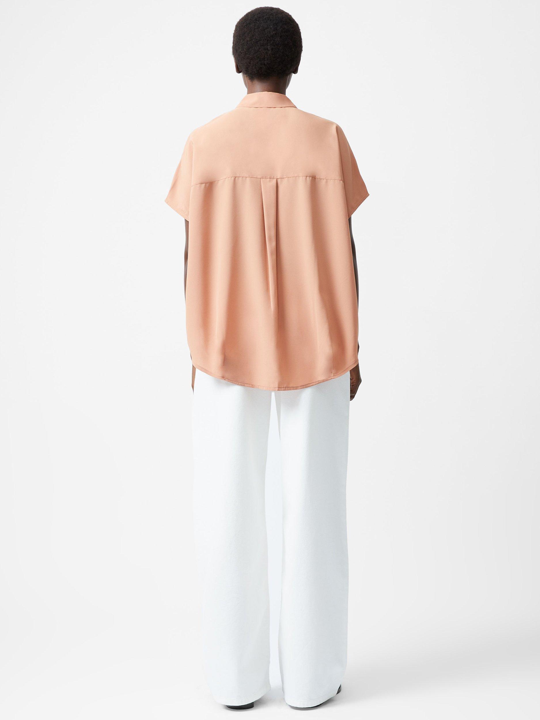 Product image 4 of 5, which shows French Connection Caprina Crepe Short Sleeve Shirt, Mocha, XS