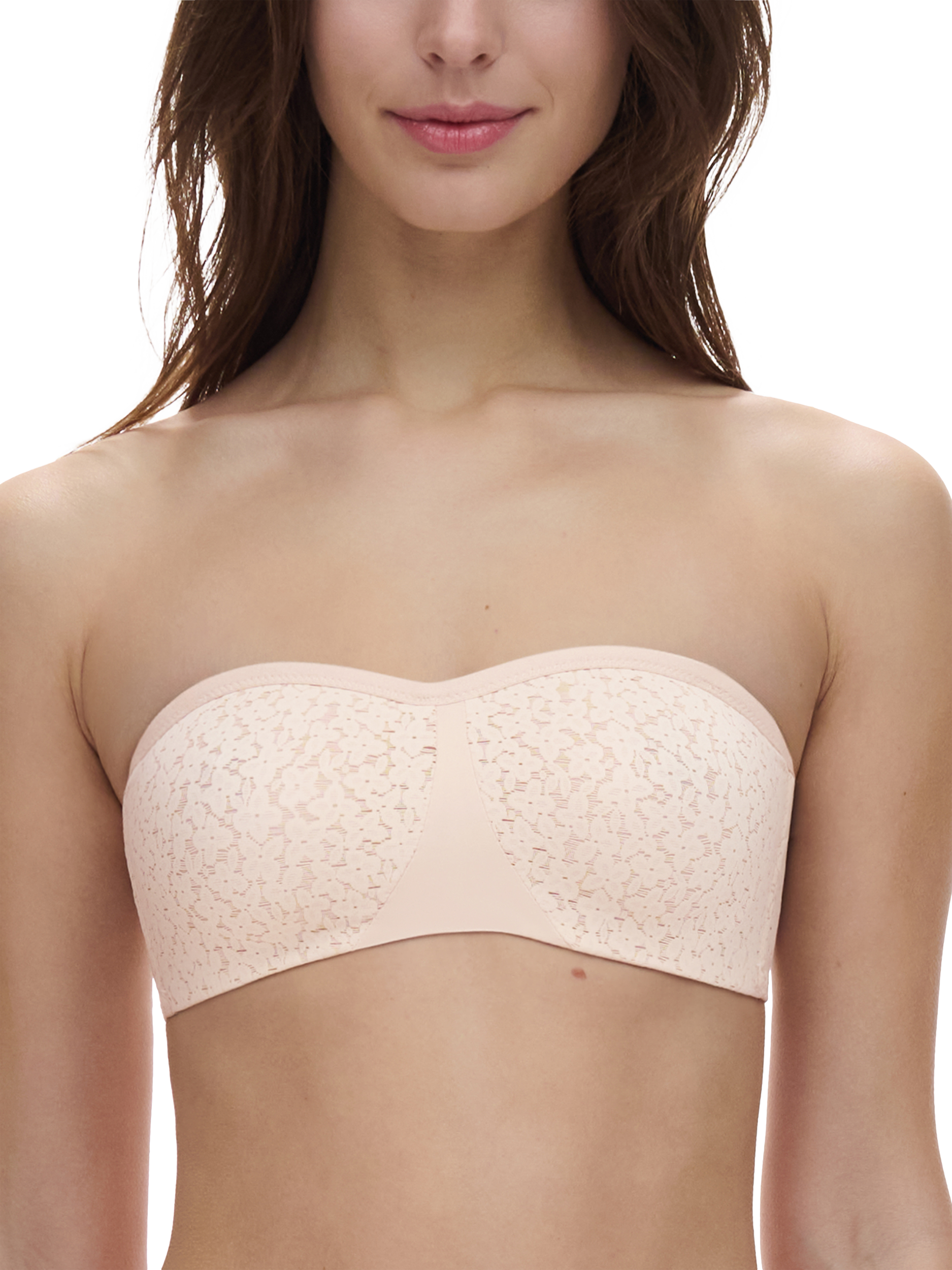 Product image 1 of 5, which shows Chantelle Norah Comfort Underwired Bandeau Strapless Bra, Golden Beige, 32C