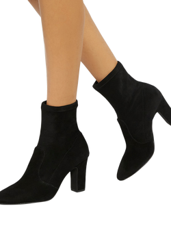 Dune London Optilly Suede Block Heel Sock Boots - view 2, Black