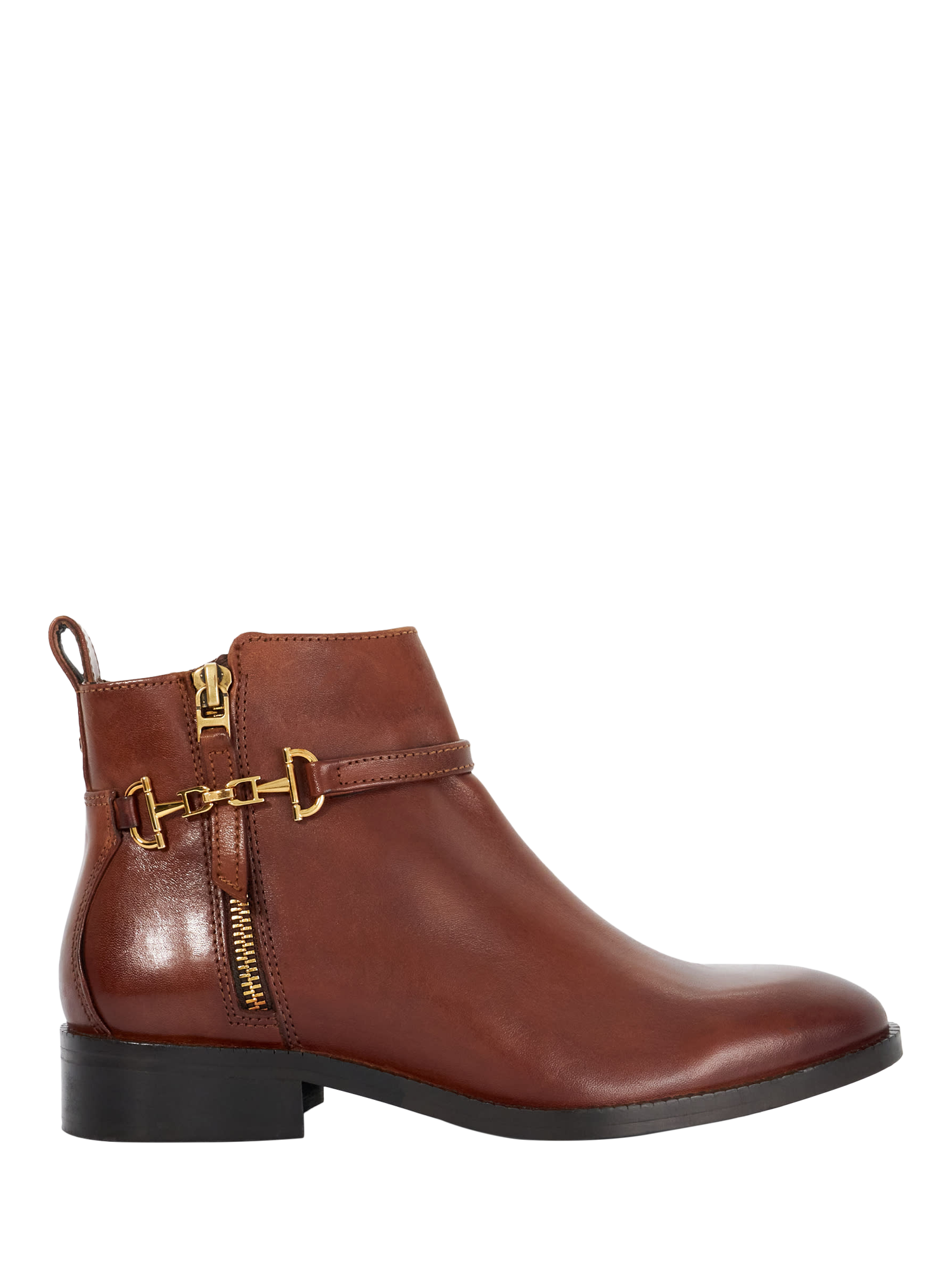 Product image 1 of 6, which shows Dune London Parklyn Snaffle Trim Leather Ankle Boots, Tan, EU40