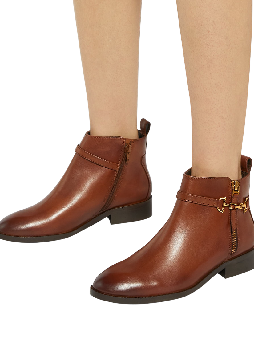Product image 6 of 6, which shows Dune London Parklyn Snaffle Trim Leather Ankle Boots, Tan, EU40