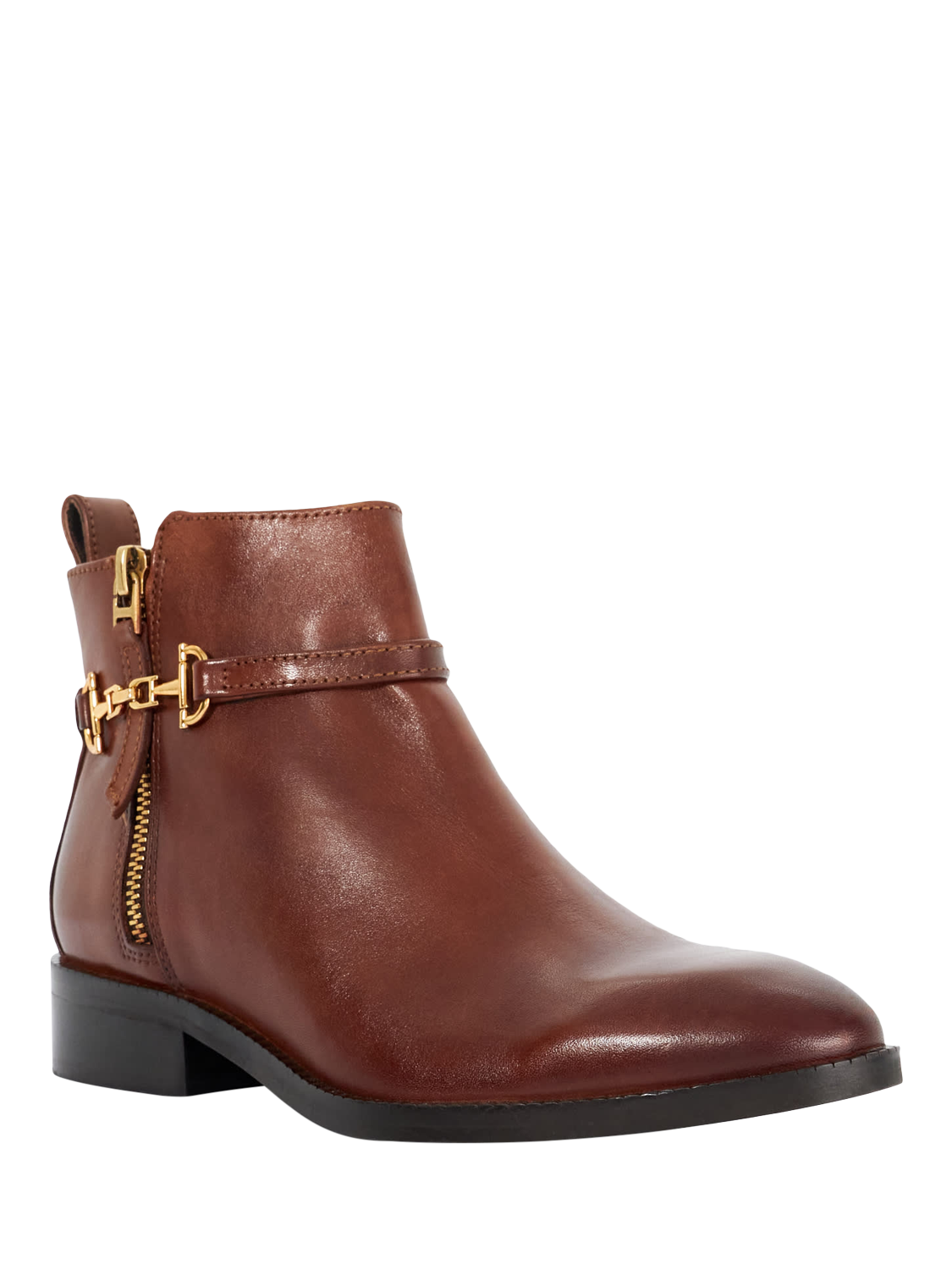 Product image 3 of 6, which shows Dune London Parklyn Snaffle Trim Leather Ankle Boots, Tan, EU40
