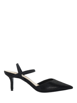 Dune London Classical Snake Effect Pointed Heeled Courts, Black, Black