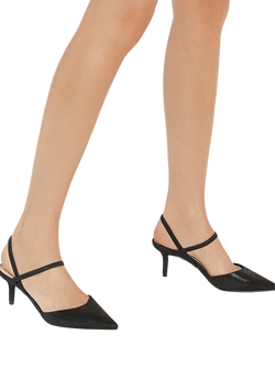 Dune London Classical Snake Effect Pointed Heeled Courts, Black - view 2, Black