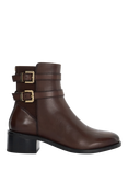 Dune London Patter Leather Buckle Detail Ankle Boots, Brown
