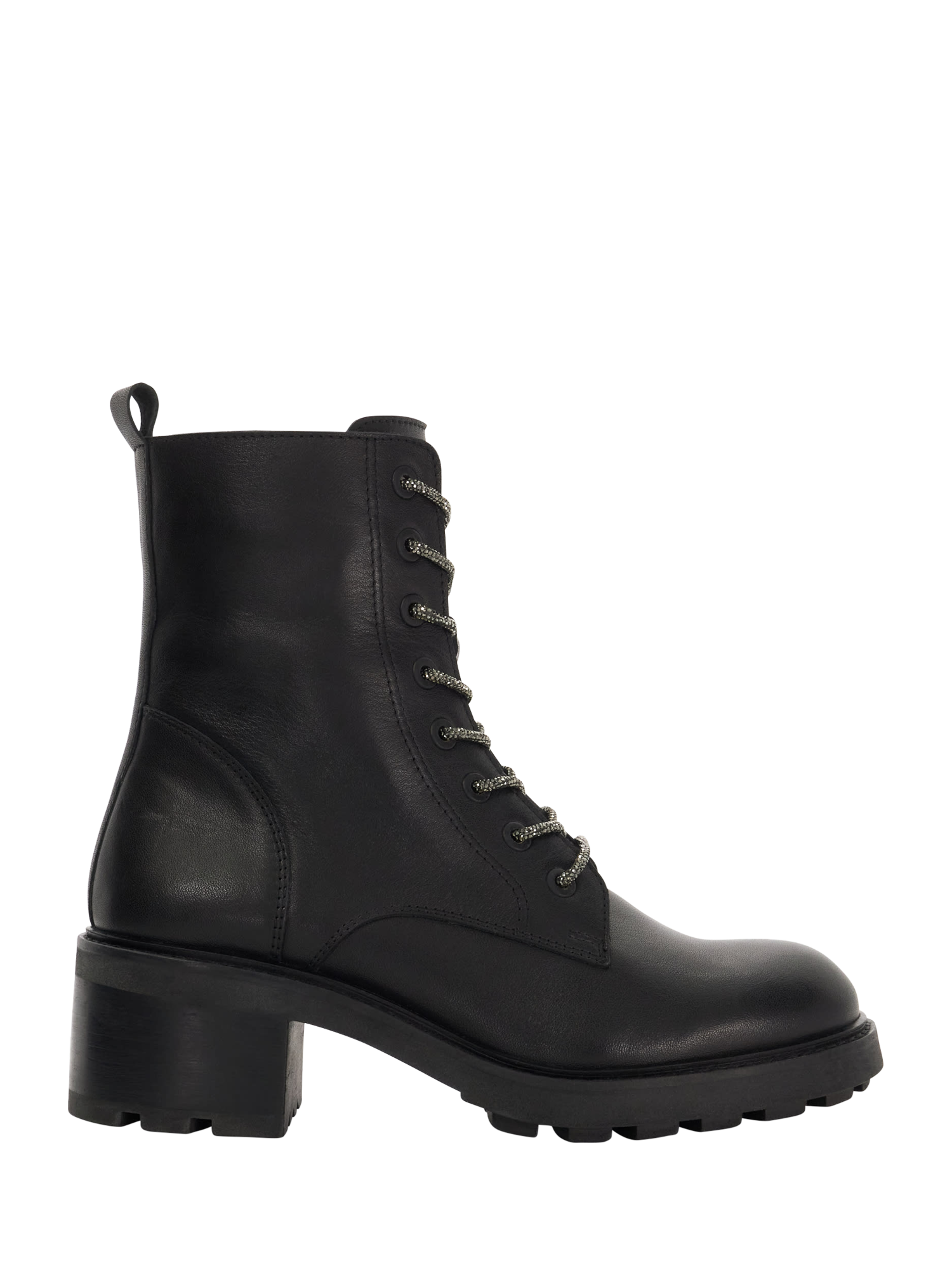 Dune Plexie Leather Chunky Lace Up Boots Black