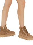 Dune London Poddings Suede Faux Fur Lined Platform Boots, Taupe