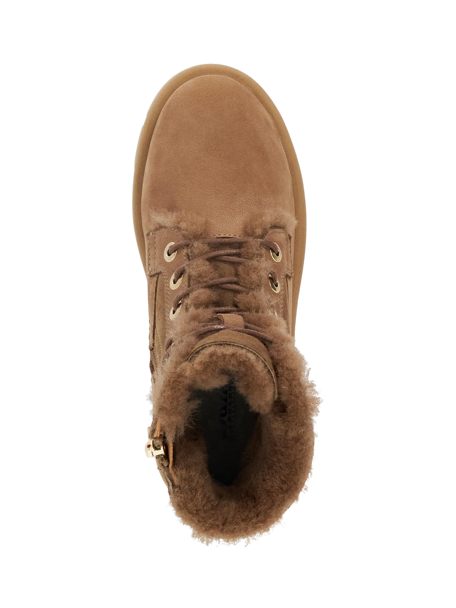Product image 3 of 6, which shows Dune London Poddings Suede Faux Fur Lined Platform Boots, Taupe, EU36