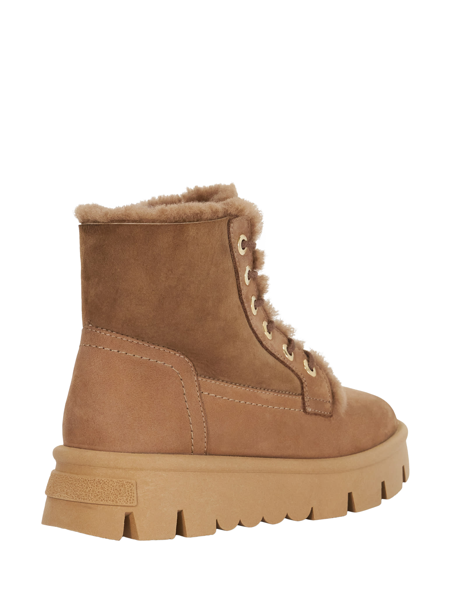 Product image 5 of 6, which shows Dune London Poddings Suede Faux Fur Lined Platform Boots, Taupe, EU36